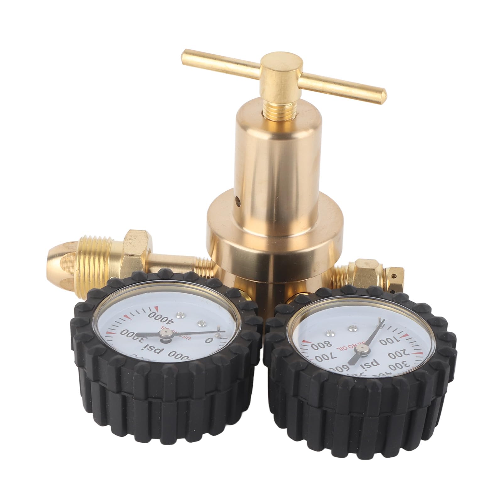 Regulador de nitrógeno de doble calibre ZenithAur Regulador de gas de latón de presión de suministro de 0 a 800 PSI Regulador de presión de aire CGA580 para limpieza del METODO