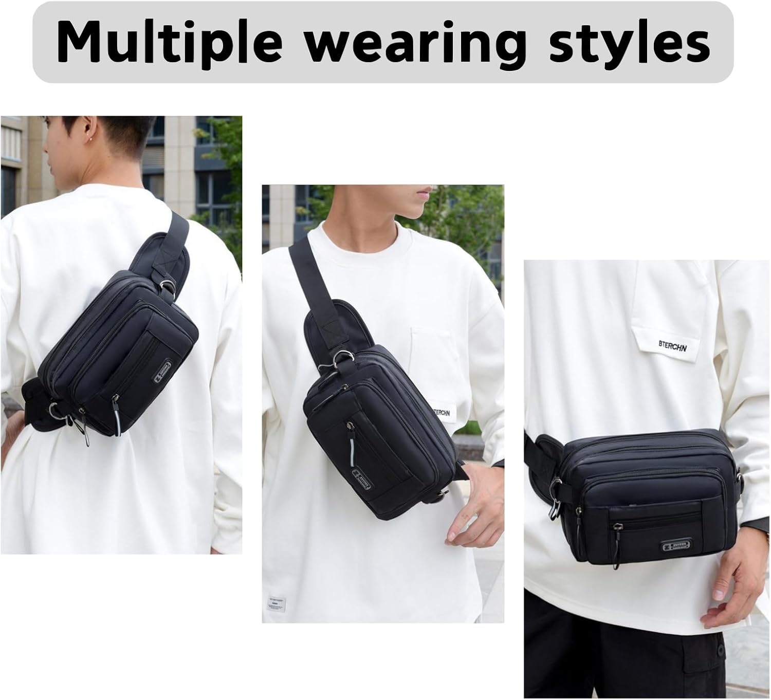 Waist Pack Bag Fanny Pack for men women,Large Capacity Waist Wallet Bag, Adjustable & Waterproof Bum Belt Pouch for Travel, Running, Shopping, Hiking,Cycling, Climbing,Black - Image 4