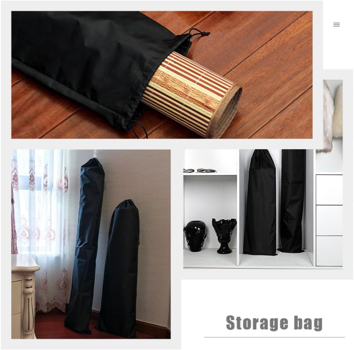 2pcs Nylon Straw Mat Drawstring Storage Bag for Summer Mats