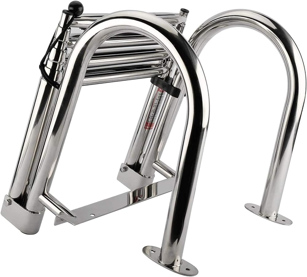 Scaletta per vasca da bagno, barca, piscina, in acciaio inox, pieghevole, scaletta per barca, scaletta per piscina in acciaio inox, con ampio gradino e maniglia