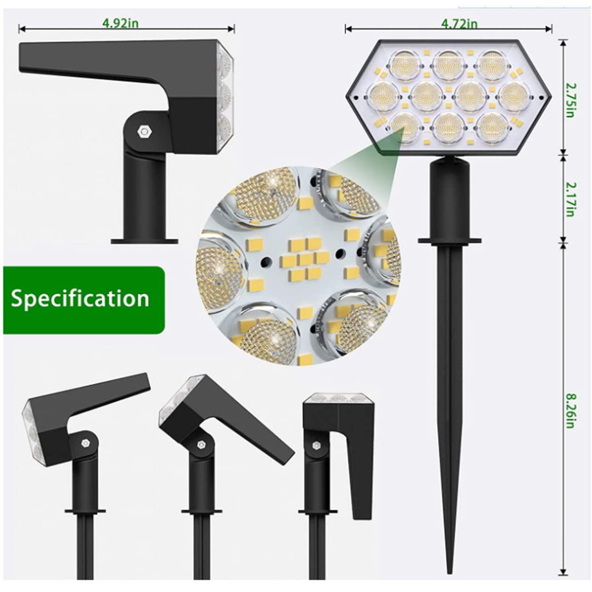 Focos solares para Exteriores, focos LED de 3 Modos para paisajes solares, Luces de Seguridad con energía Solar IP65, Luces de Pared Impermeables para jardín de Patio de Pasarela