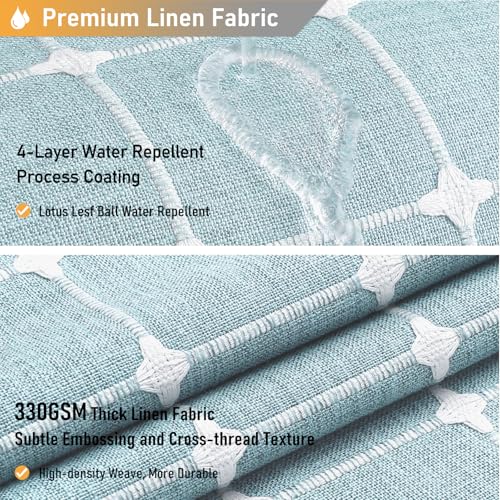 Image of BTTN 60 Inch Stall Shower Curtain - Boho Farmhouse Linen Thick Fabric Cloth Shower Curtain Set with 10 Plastic Hooks, Narrow Bohemian Country Decorative Shower Curtain for Bathroom - 60x72 - Fog Blue