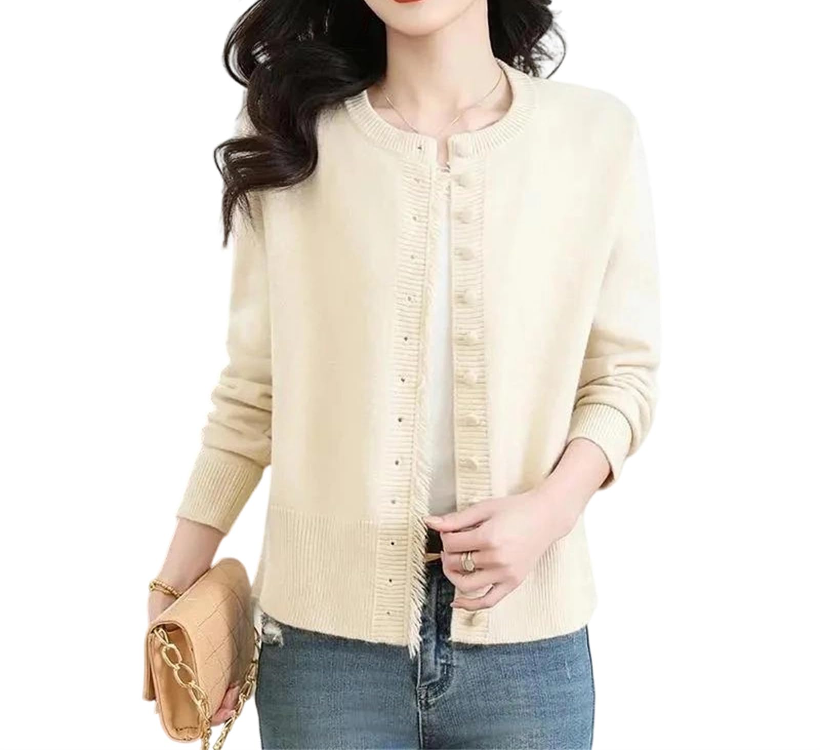 Suéteres tipo cárdigan para mujer, con borlas, cuello redondo, botones, holgados, de punto, para otoño e invierno, chaquetas casuales de manga larga