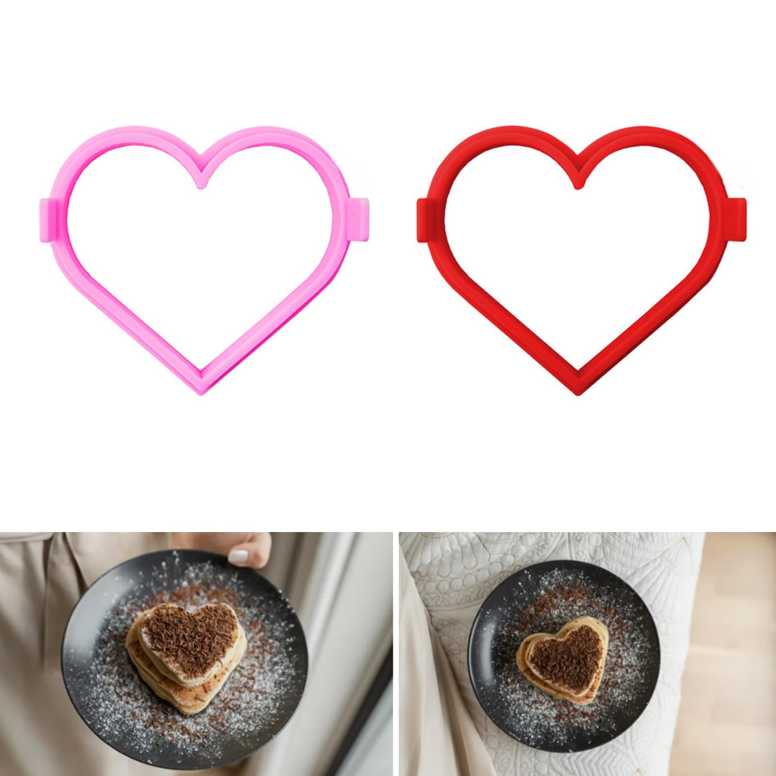 AOTASO 2 Teglie Per Muffin A Forma Di Cuore In Silicone - 12 Stampini Antiaderenti Con Telaio Rinforzato In Metallo, Rosse Per San Valentino - 3