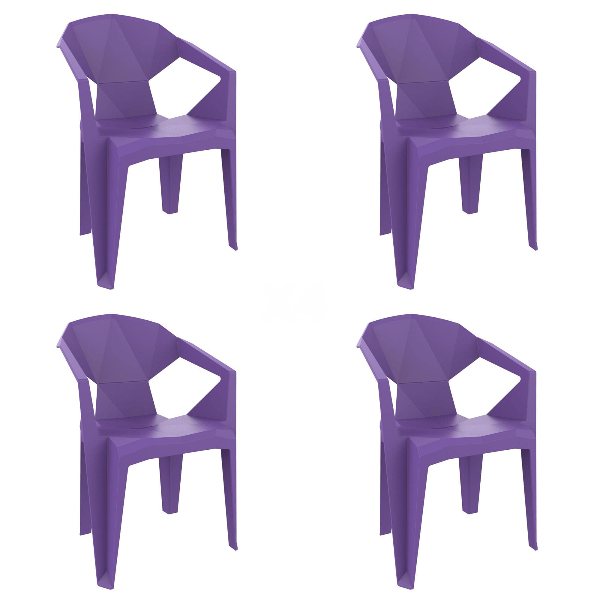 garbar Delta Set 4 Silla con Brazos Exterior | jardín, terraza, balcón, Picnic, Camping, Catering, Eventos, reuniones | diseño, Ligero, apilable | Violeta