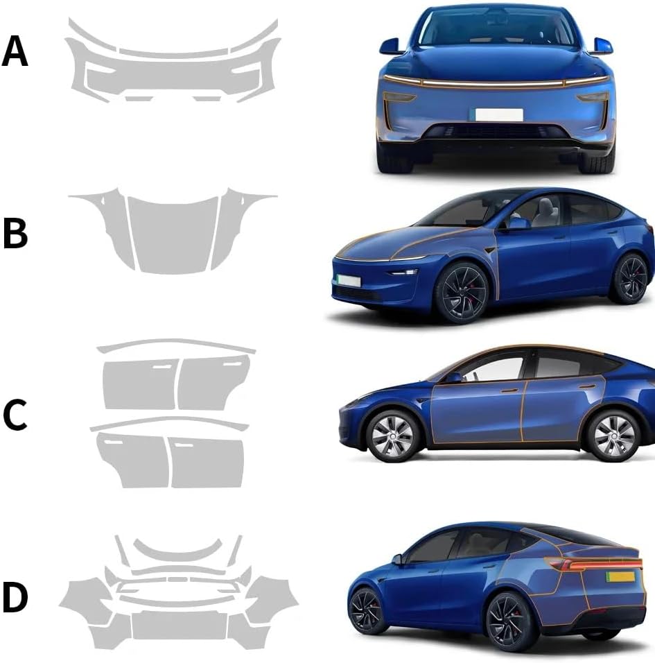 Tesla Model Y Juniper 2026 2025 Full Coverage Paint Protection Film Kit, Pre-Cut Scratch-Resistant Shield PPF Kit, Juniper Accessories 2025 Scratch Protector Exterior Sun Protection