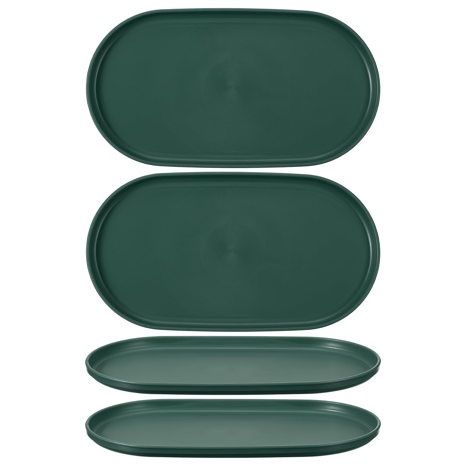 sourcing map 4Pcs Fast Food Serving Trays, 30.5x16.8cm Oval Reusable Restaurant Serving Trays for Kitchen Restaurant Coffee Fruit Burger Lunch Dessert, Dark Green