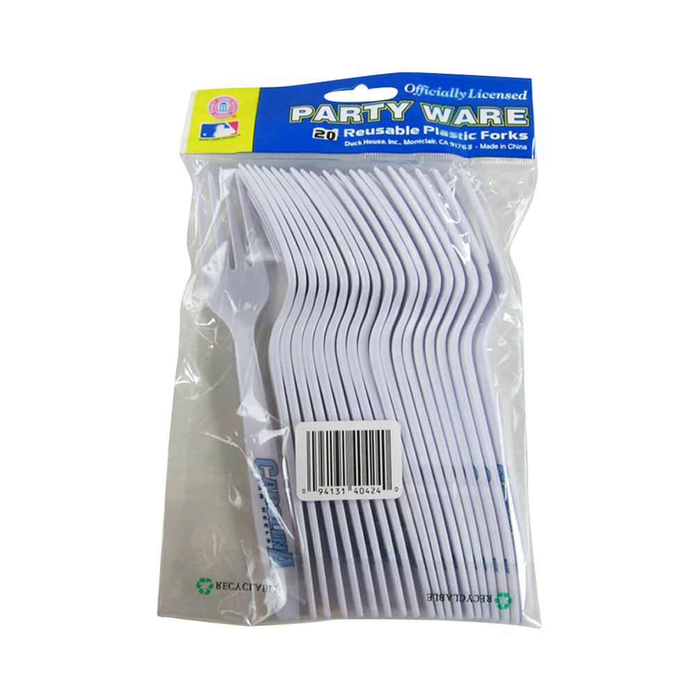 Duck House Offically Licensed NCAA Pack of 24 Reusable Plastic Forks - North Carolina Tar Heels
