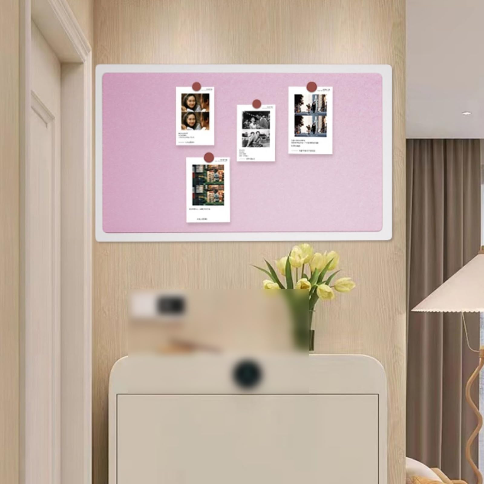 Tablero de anuncios Multifuncional, Tablero Decorativo for Fotos, Mensajes, Notas de reuniones(Pink,60 * 120cm)
