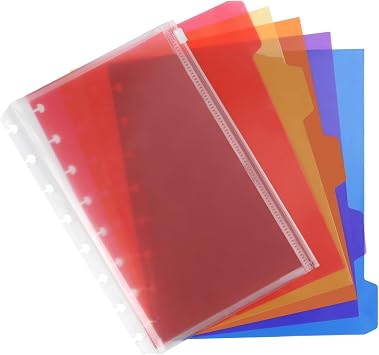 Eagle Plastic Index 5-Tab Dividers, Discbound Tab Dividers, Plus 1 Plastic Zipper Bag, Junior Size, for Discbound Planners or Notebooks