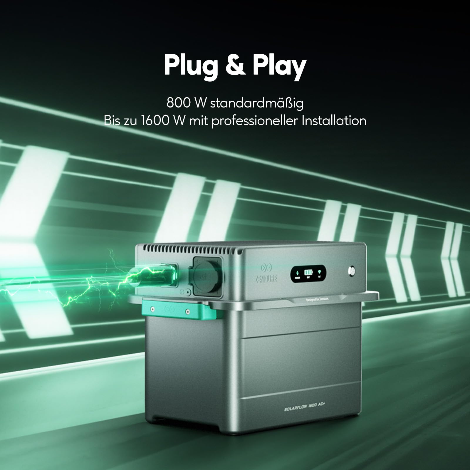 Zendure SolarFlow 1600 AC+ Balkonkraftwerk mit Speicher (1,92kWh), 1600W Bidirektionale AC-Leistung, Erweiterbar auf 11,52kWh (bis zu 5 AB2000L Akkus), Plug & Play, IP65, für Zuhause und Camping
