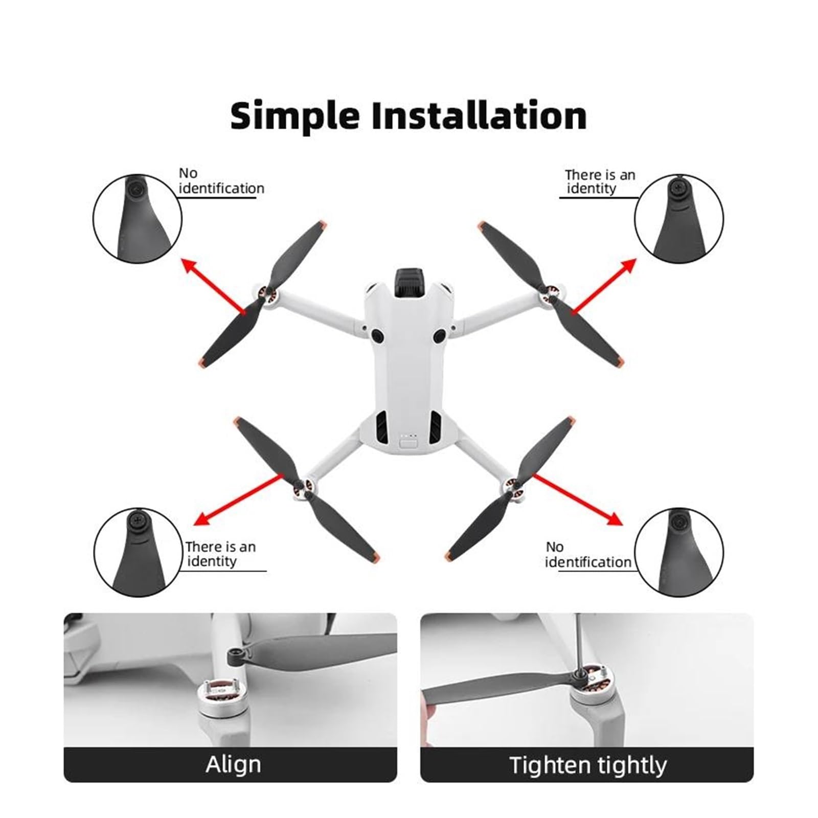 Hélice De Rc Drone Lot de 4 Paires d'hélices de Rechange pour Drone pour DJ&I pour MI&NI 4 Pro 6030F, pales légères, Ventilateurs, pièces de Rechange(4pcs)