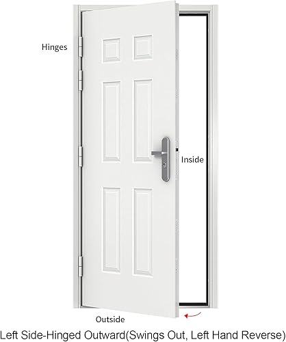 Miniatura 23 de VIZ-PRO Puerta de seguridad de acero de montaje rápido con marco y herrajes, 6 paneles blancos con bisagras laterales derechas hacia adentro, losa