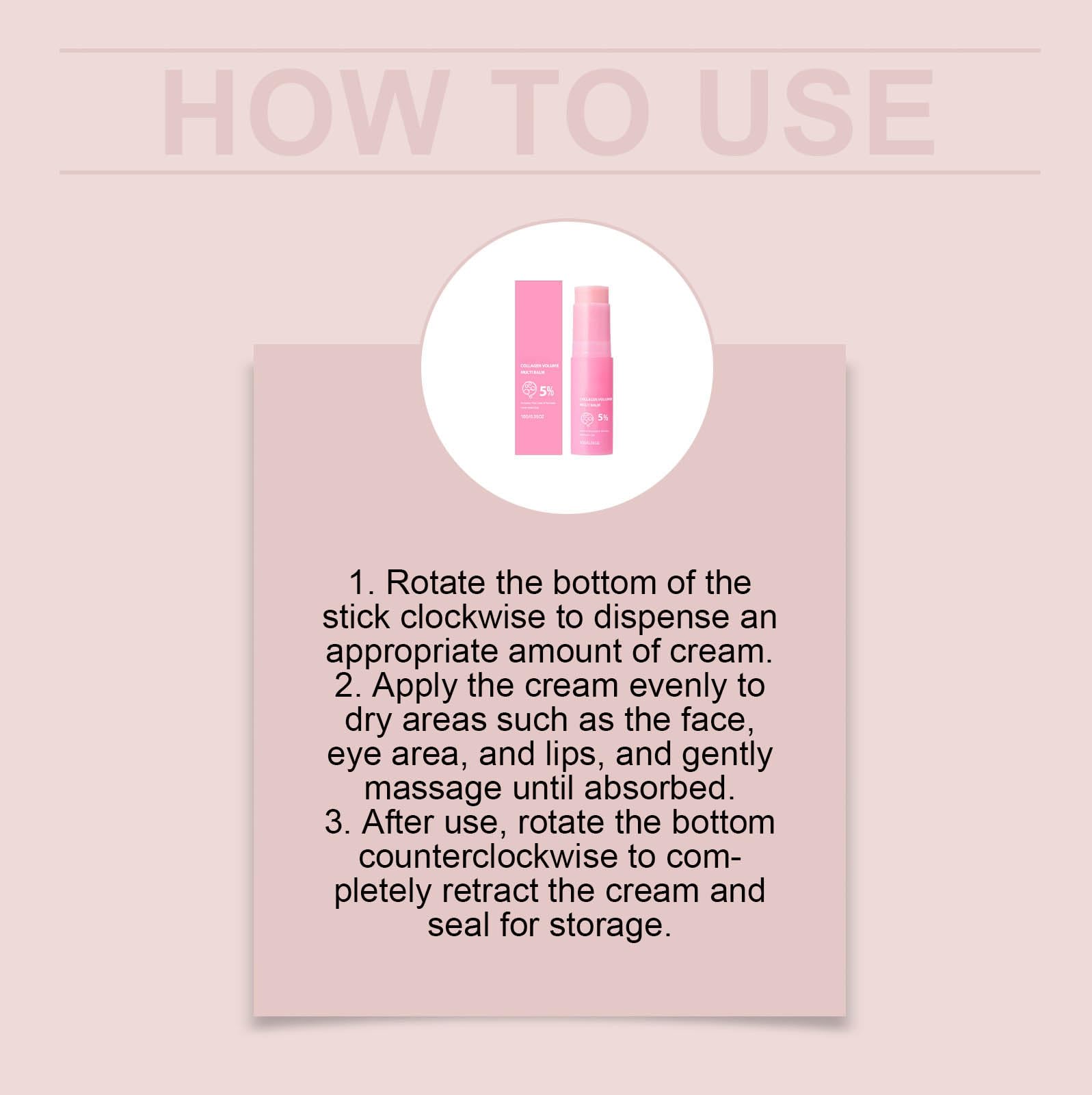 PDRNs Pink Collagen Volume Multi Balm, matita anti-rughe e idratante, attenua le linee sottili, rassoda la pelle, cura anti-età, per occhi, collo e fronte
