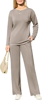Lounge Sets for Women 2 Piece Outfits Summer Casual Tracksuit Wide Leg Long Pants Vacation Travel Matching Set