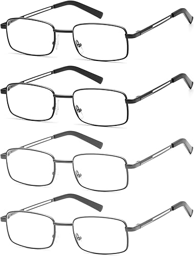 Miniatura 6 de Gafas de lectura para hombre, de metal inoxidable flexible con estuches suaves, lentes transparentes con luz azul