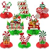 8 Pcs Peppermint Christmas Decorations, Peppermint Candy Decorations 3D Double Side Honeycomb Center