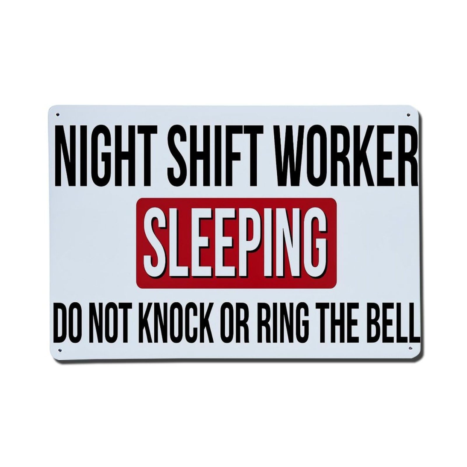 Nestemfo Vintage Night Shift Worker Sleeping Sign Tin Sign Metal Sign, Living Room,Bar, Home, Bedroom Wall Decor,Retro Metal Poster 8X12 Inches