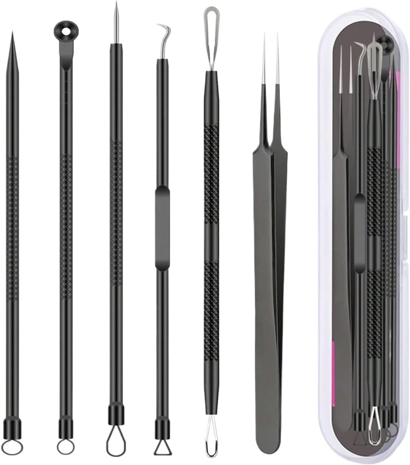 6PCS Pimple Removal Tool Blackheads Remover(Black-6PCS)