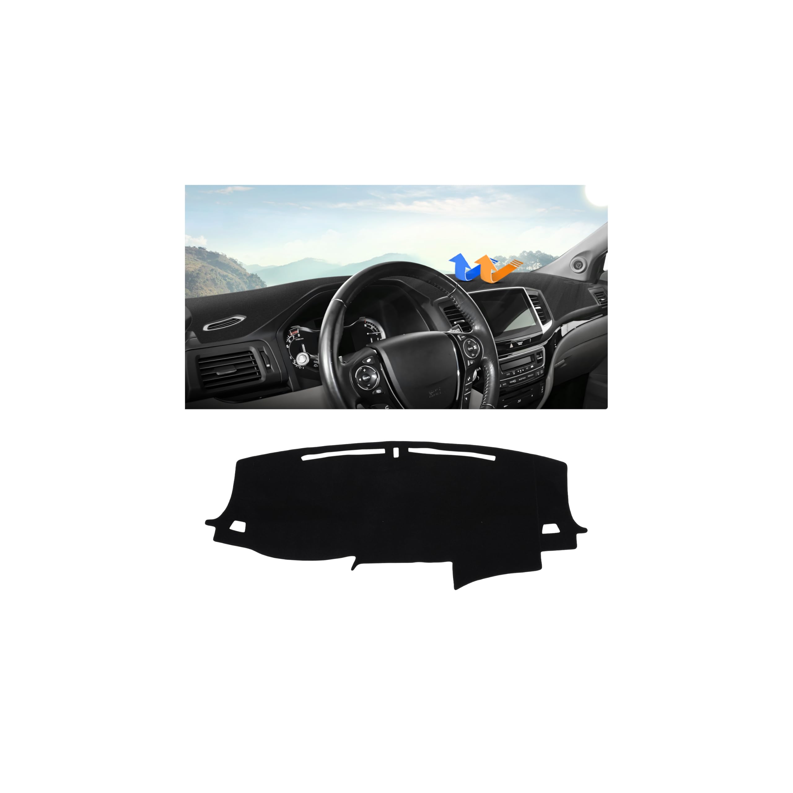 Autorder Dashboard Cover Mat for Honda Pilot 2016-2022 / Passport 2019-2025 / Ridgeline 2017-2025 Accessories Dash Cover Upgrade Flannel Dash Mat Sunshade Glare UV Rays Protector