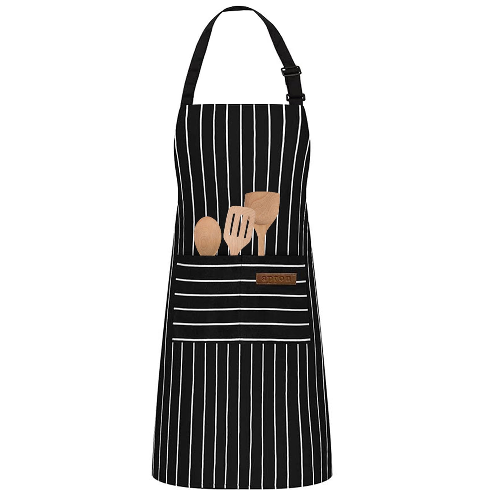 Jmoot Women's Black Chef Kitchen Apron, Adjustable Chefs Cooking Apron With 2 Pockets Men Aprons For Cooking Home Kitchen Restaurant Coffee House