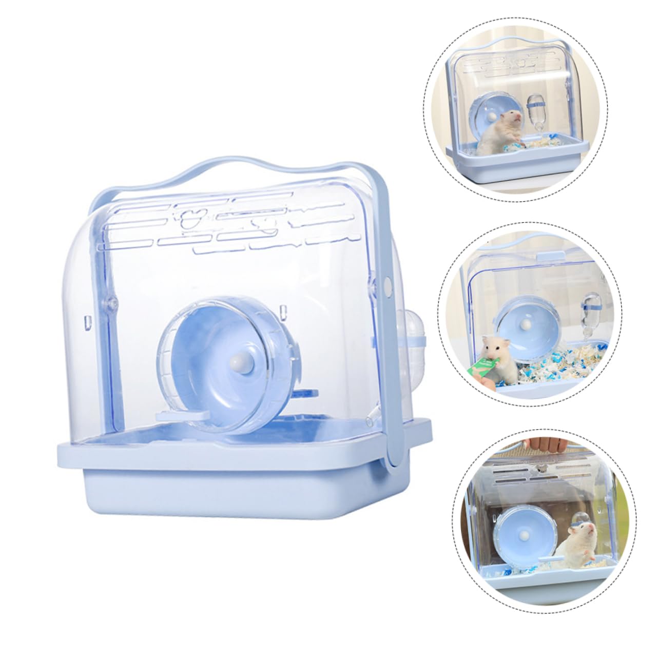 Kleintiertransportbox aus Kunststoff, Tragbarer Hamsterkäfig Blau