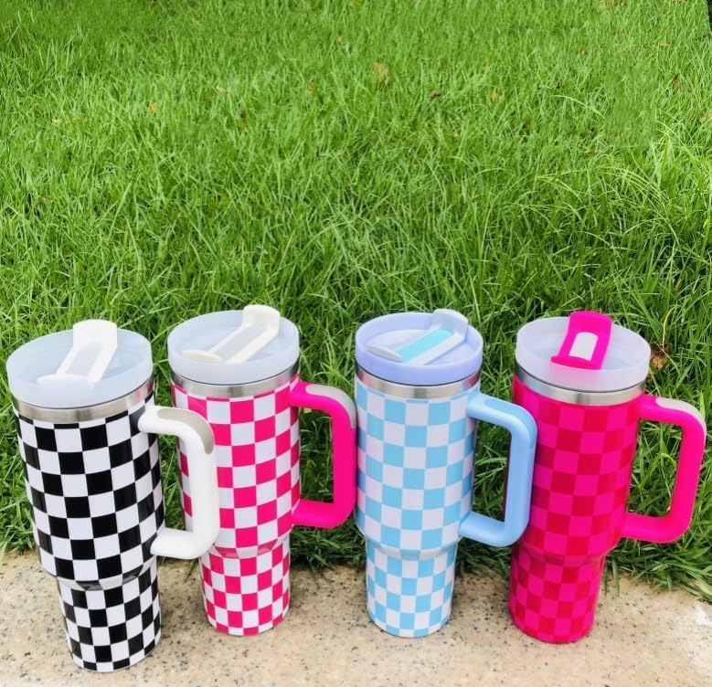 40 oz Tumbler with Handle and Straw Lid, Insulated Stainless Steel Travel Mug Water Bottle Ice Coffee Cup For Cold and Hot (Black&White) - Image 8