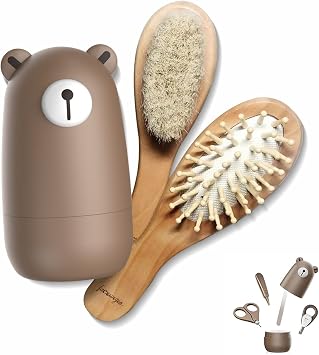 Facewegen Facewegen - Kit de Soin Bébé 6 en 1 avec Brosse en Poils de Chèvre et Accessoires