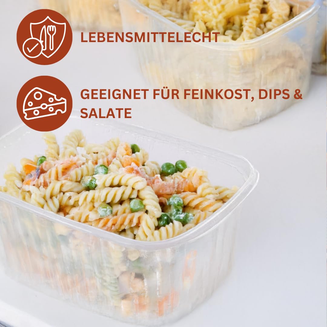 Inoverse 250 stuks fijnkostbekers met deksel, 500 ml, vierkant