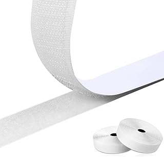 Adhesive Hook and Loop Tape,8M Double Sided Sticky Tape Heavy Duty Self Adhesive Sticky Backing Fastening Tape for Home,Kitchen,Office(20mm Wide,White)