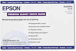 Epson Papel fotográfico premium brilhante (28 x 43 cm, 20 folhas) (S041290), branco