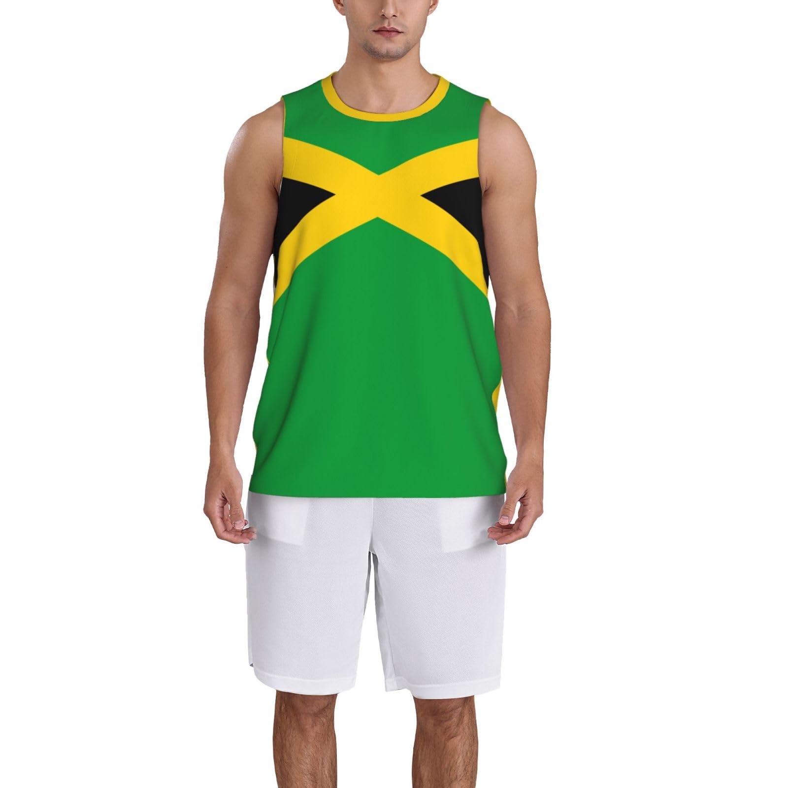 DABOYOZHZH Jamaica Flag Jamaicans Basketball Jersey Sports Jerseys for Men Running Fitness Training Sleeveless T Shirt
