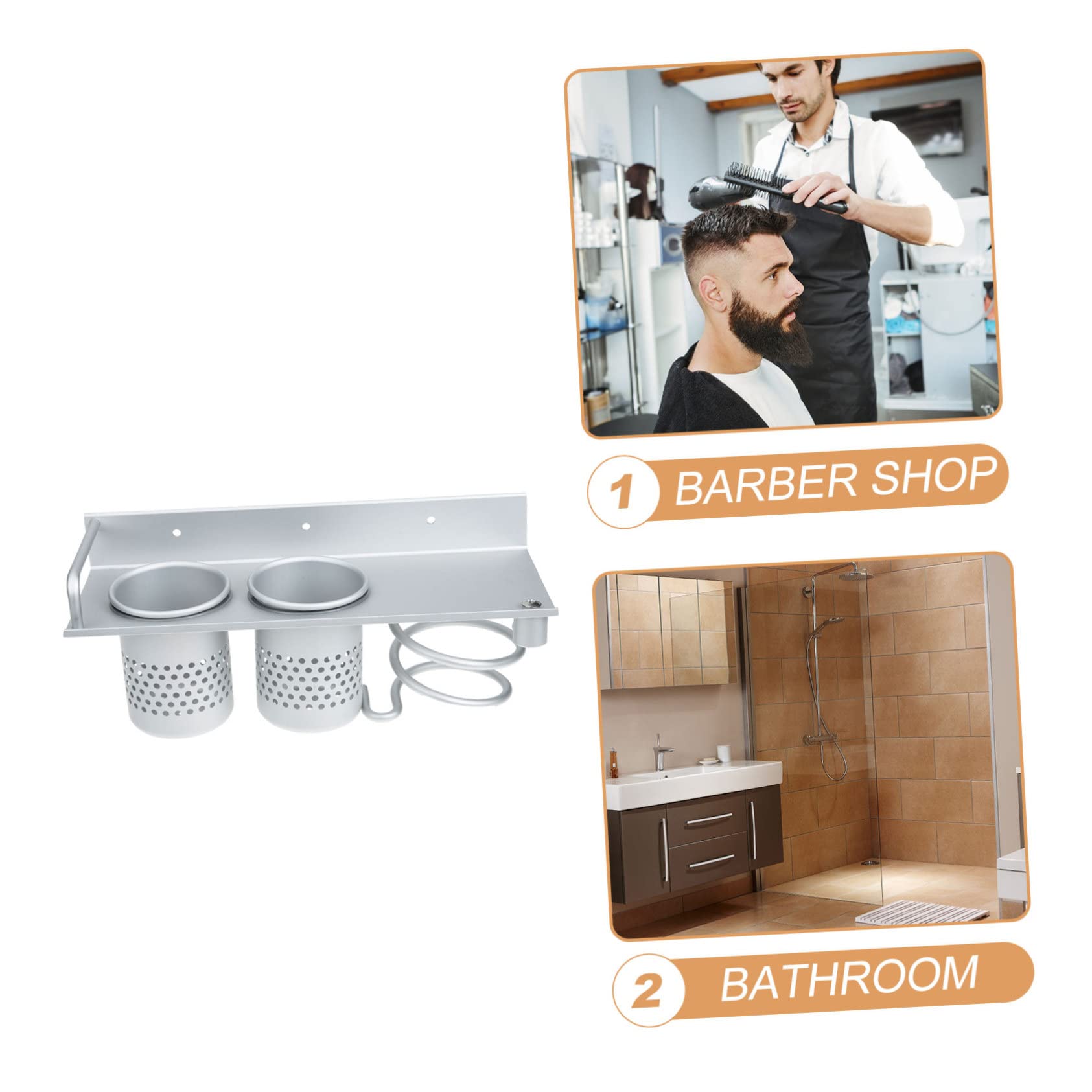 Homoyoyo Selbstklebender Haartrocknerhalter Platzsparend und Modern aus Aluminium Wandmontage Frei von Bohren Praktischer Organizer für Badezimmer für Föhn und Lockenstab