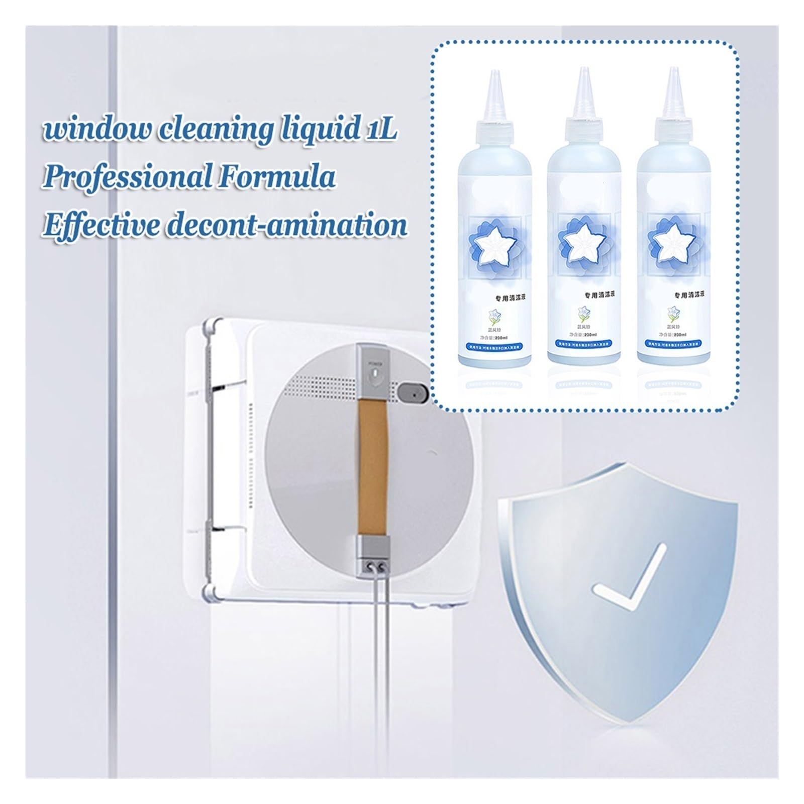 Limpiador de ventanas líquido for robots (230 ml) | Compatible con ECOVACS Winbot W2 PRO OMNI/W2 OMNI/W2 PRO/W1 PR/W1/W850/960/MINI | Solución limpiadora multisuperficie for ventanas de casa y oficina