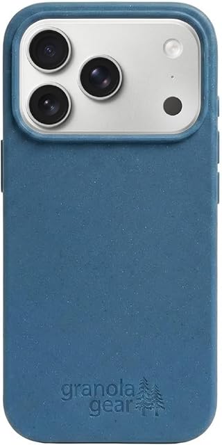 Eco by GranolaGear - étui de téléphone amiable pour iPhone 17 Pro - Biodégradable, compostable, sans plastique, fabriqué à partir de plantes - Bleu Pacifique