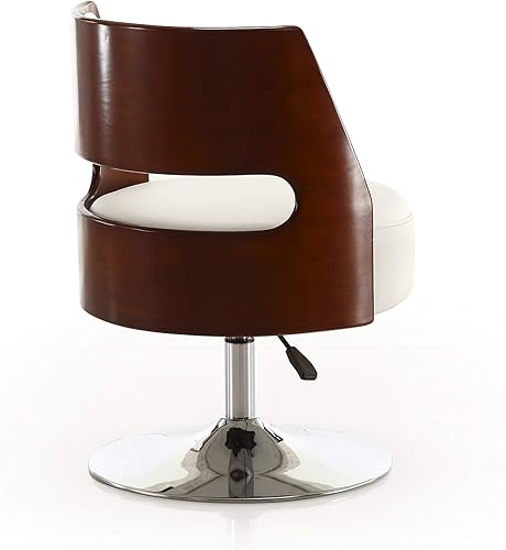 Miniatura 6 de Salon Mid Century - Silla decorativa de cuero con asiento redondo y diseño moderno de mediados de siglo, 22 pulgadas, individual, color blanco