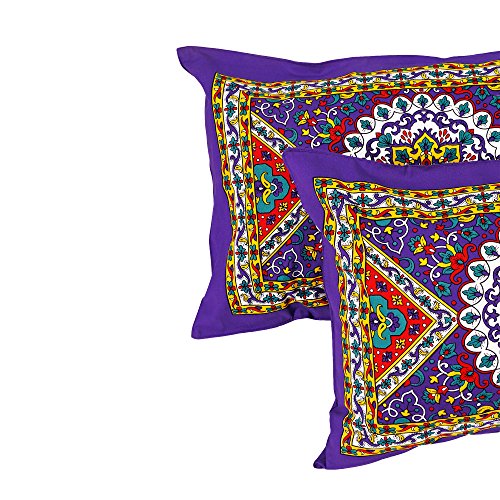 Image of Story@Home 120 TC 100% Cotton Pearl Collection Purple Paisley Printed 1 Bedsheet for Double Bed with 2 Pillow Cover कपास डबल बेडशीट