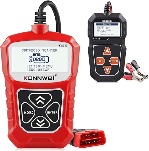 Escáner KW310 OBD2 + probador de batería de coche KW208