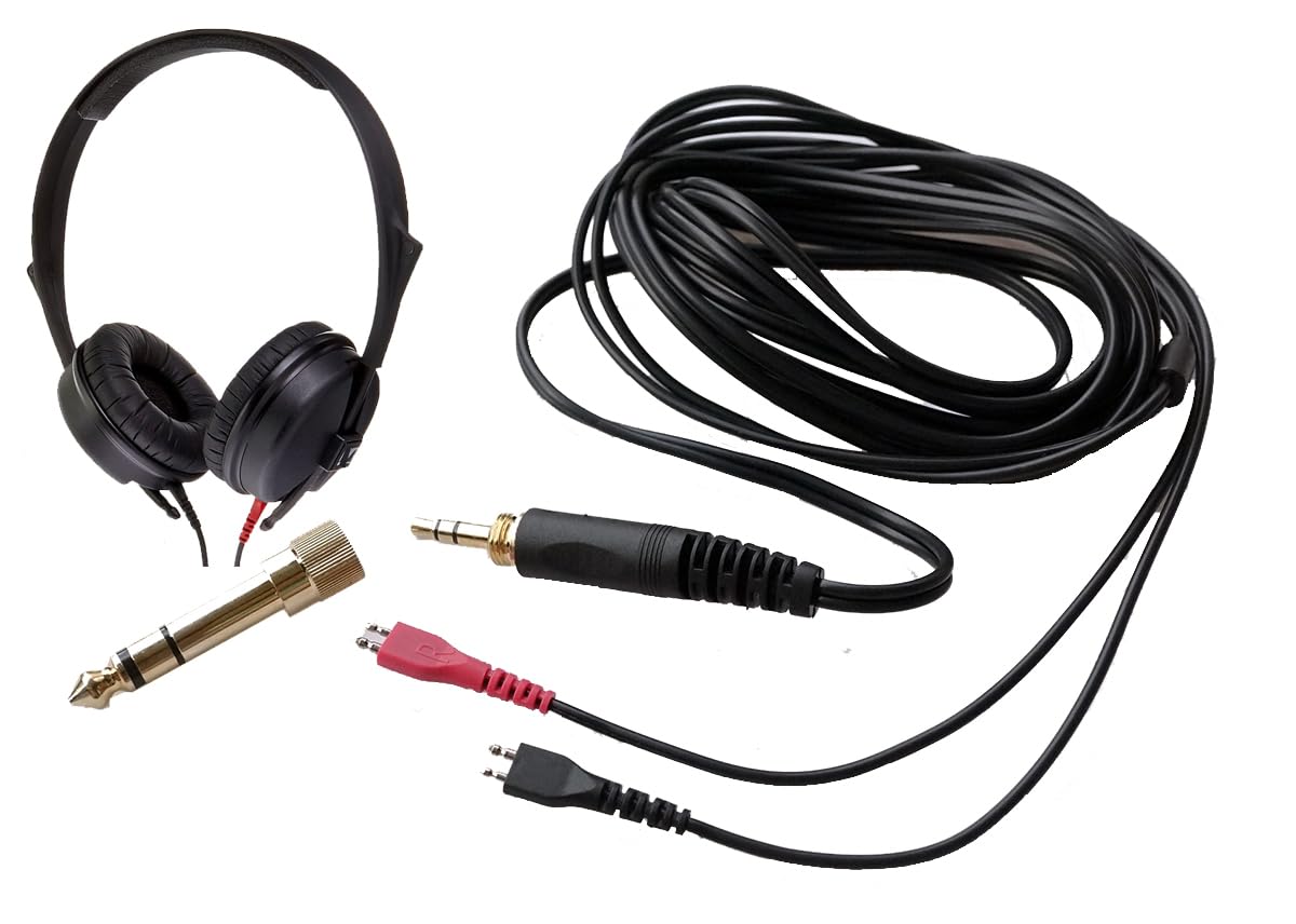 V-MOTA HD 25 Lite DJ Parallel Lines Cable with 6.35mm Adapter Compatible with Sennheiser HD 224 420 520,HD 600 650,HD25 HD 25-1 HD25-1 II HD25-13 HD25-C Headphones