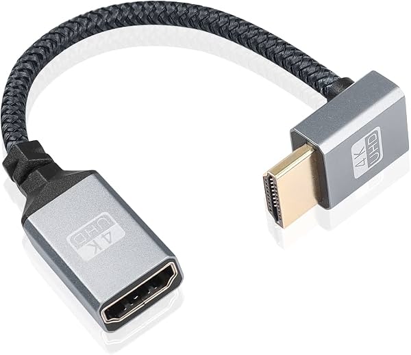 Cable extensor HDMI 4K GINTOOYUN con ángulo de 90 grados hacia arriba, cable extensor HDMI macho a hembra 4K@60Hz, cable HDMI corto para HDTV, reproductor Blu-ray, proyector, monitor, cine en casa, etc. (ángulo hacia arriba)