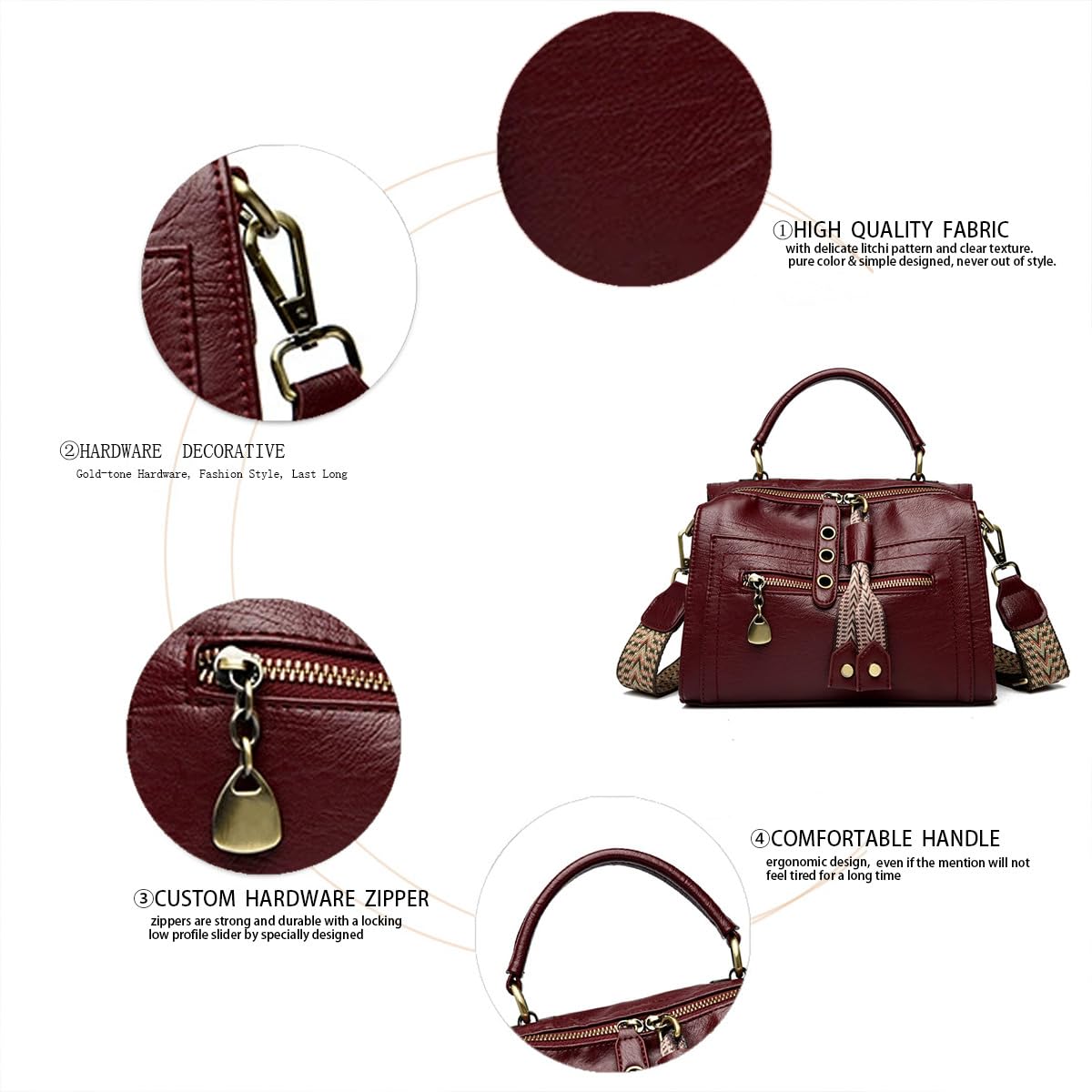 BUKESIYI Damen Tasche Umhängetasche Handtasche Frauen Klein Schultertasche Lack PU Leder Weekender DE77366