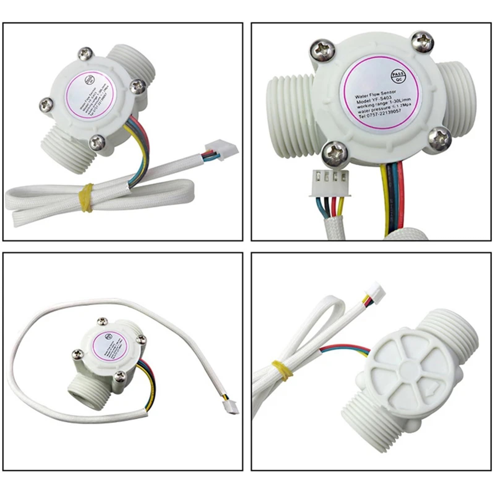 Sensor de flujo de agua DN20, 1,75 MPa, sensor, máquina expendedora de agua automática, caudalímetro de turbina, CC 5-18 V, con inducción de temperatura(3 Wire)