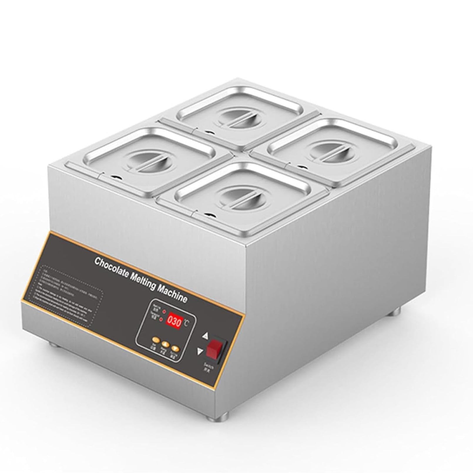 Macchina temperare il cioccolato commerciale da 500 W, 0℃~95℃, scioglitore di con pentole 12 litri, controllo automatico della temperatura, riscaldamento dell'acqua, macchina sciogliere caldo 4tank