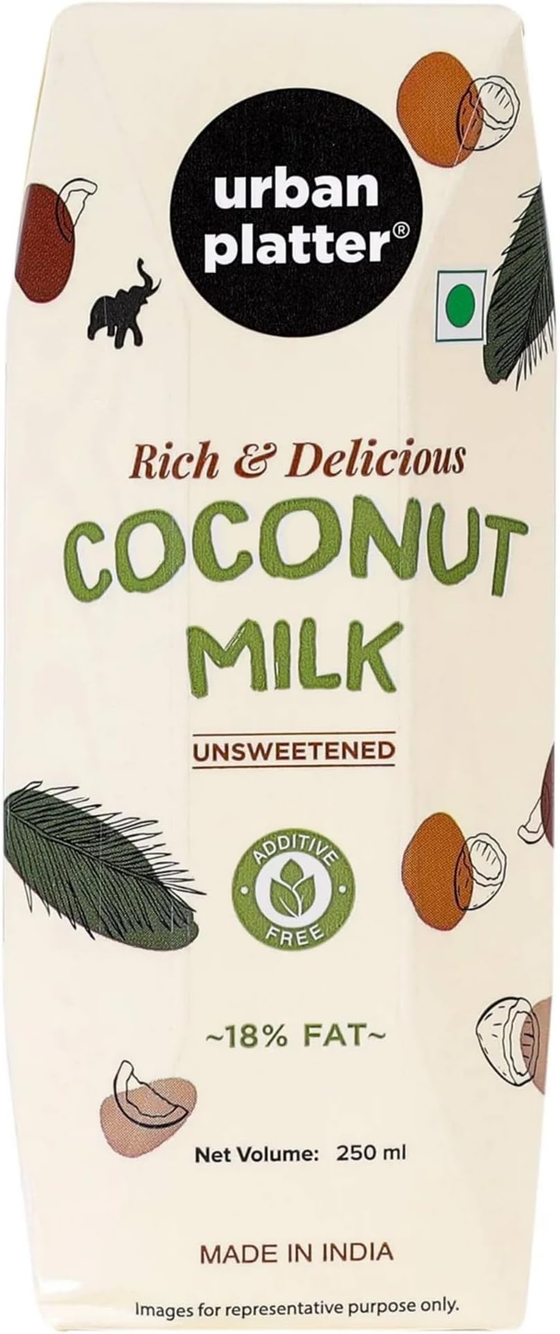 Coconut Milk, 250ml (18% Fat, 100% Natural & Unsweetened, Ideal for Curries, Baking & Desserts)