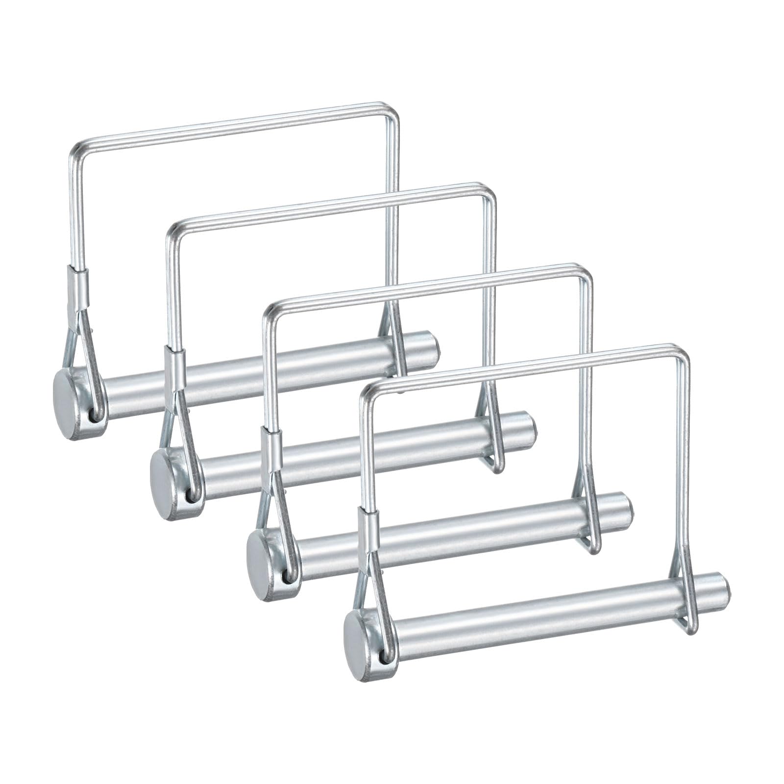 M METERXITY 4-Pack Trailer Coupler Pin, 8mm x 70mm(DxL) Carbon Steel Galvanized D Shape Trailer Coupler Pin, Wire Lock Pin for Farm Trailers/Lawn Mowers/Garden, Coupler PTO Shaft — image 1