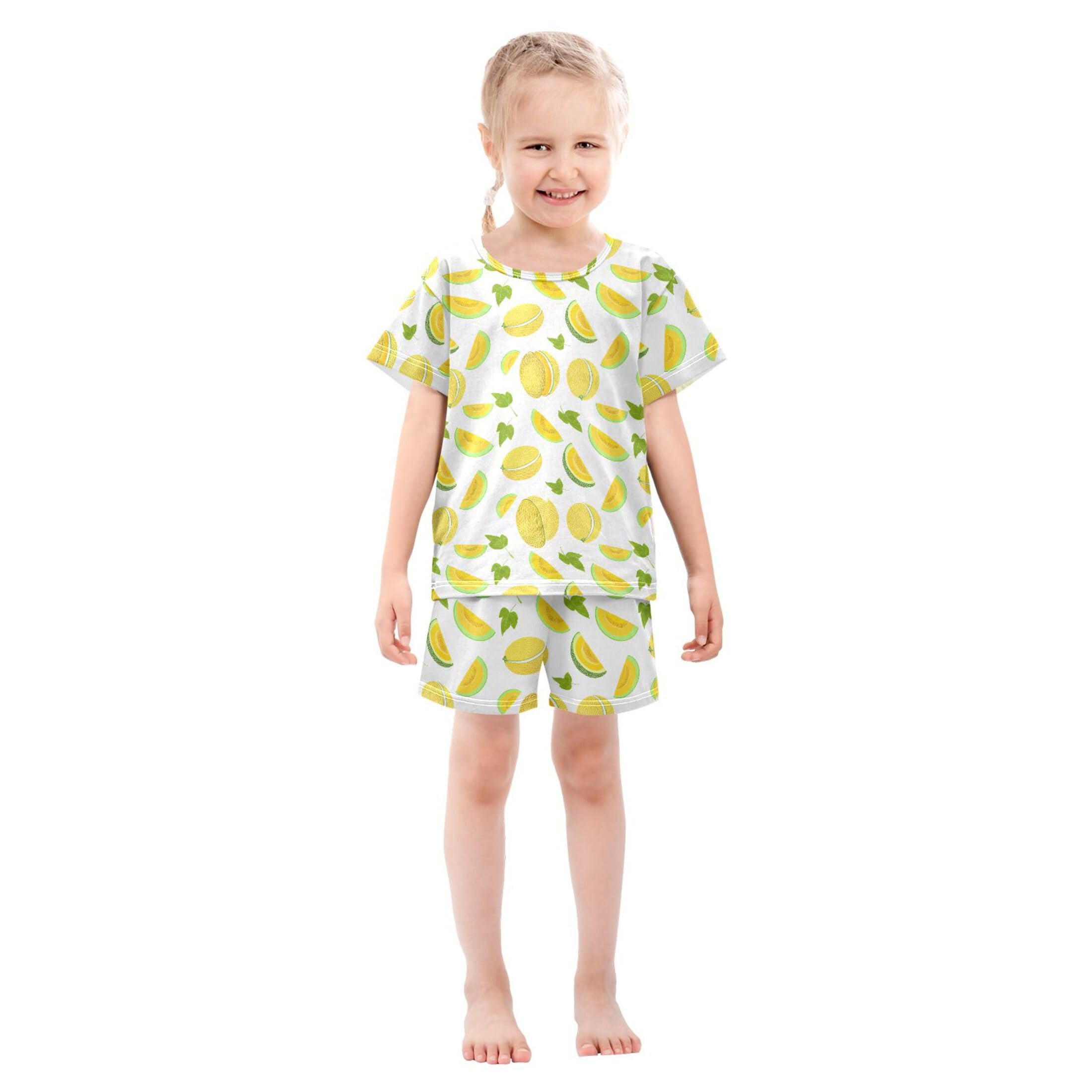 UMIRIKO Cantaloupe Fruit Summer Short Sleeve Pajamas Sleepwear PJ Set B0404885