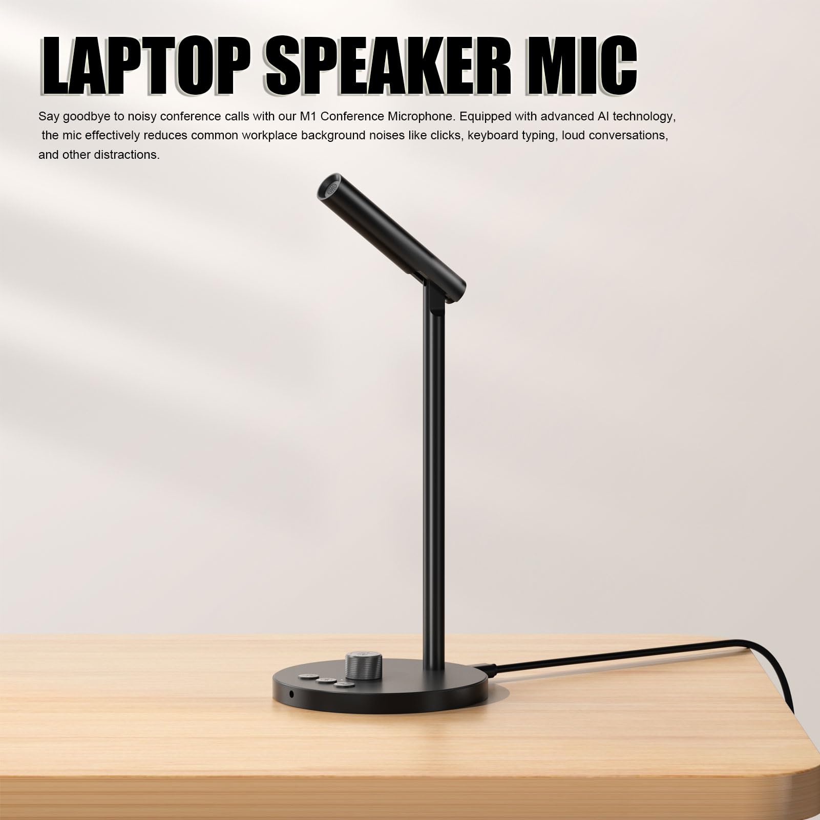 LICAEVEY M1 USB Computer Microphone with AI Noise Reduction & Live Transcription, 60 Languages Support, Mute Key, 3.5mm Headset Jack for PC,Laptop, for Game,Podcast,Online Meeting