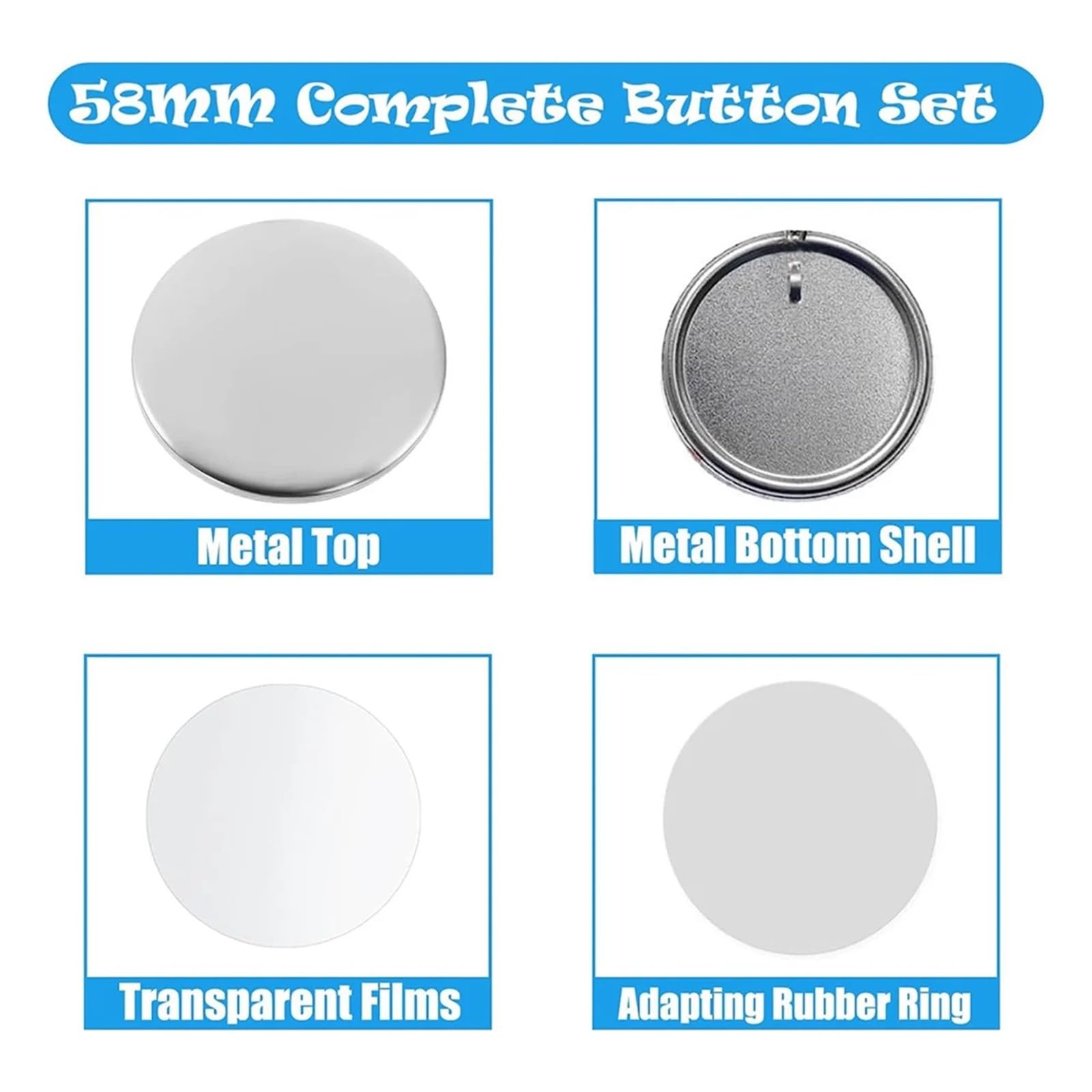 Breloczki do kluczy, zestaw do robienia przypinek 58 mm/2,25 cala, zestawy metalowych przypinek Produkcja DIY
