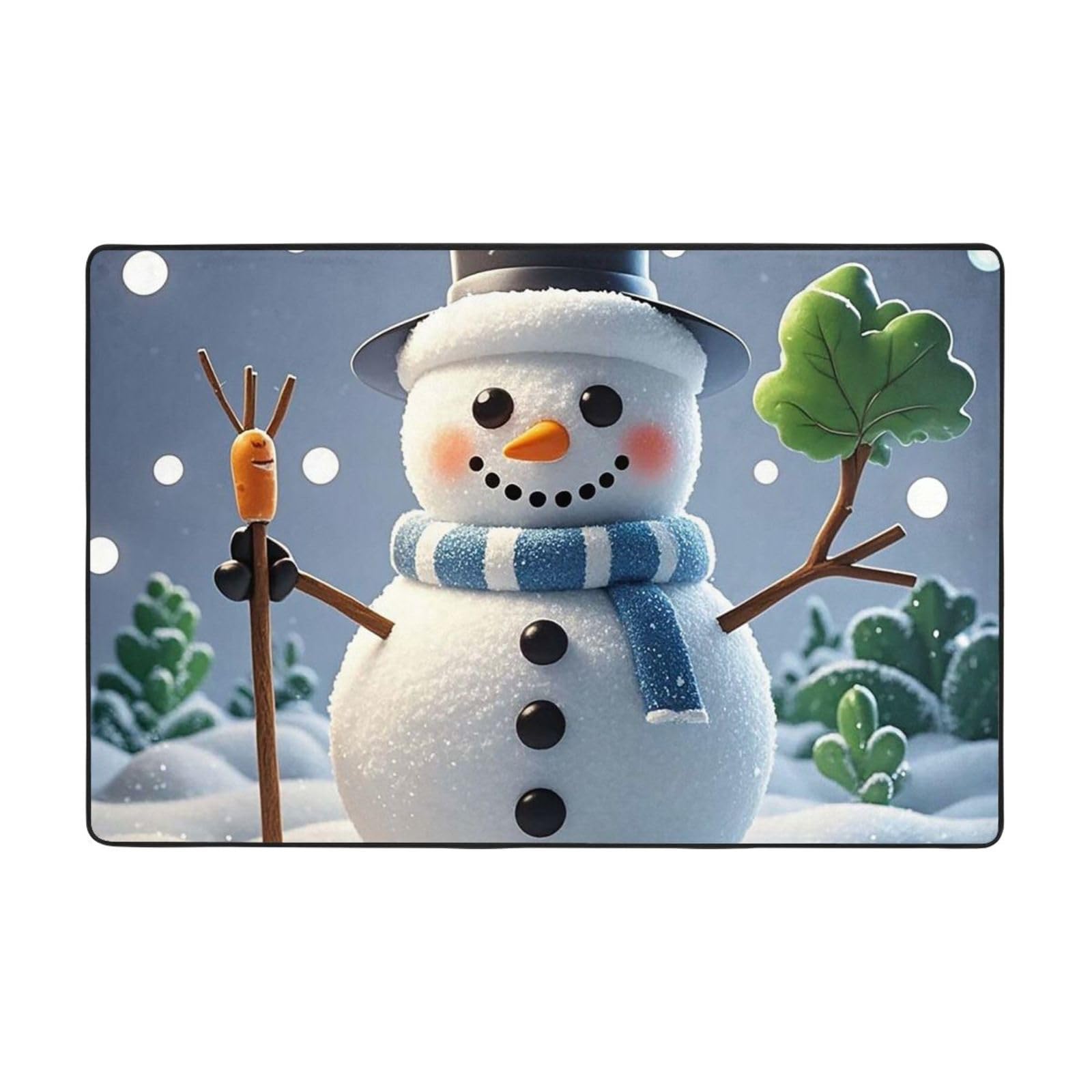 Tapis chambre à coucher vintage à motif bonhomme de neige pour entrée accueillante