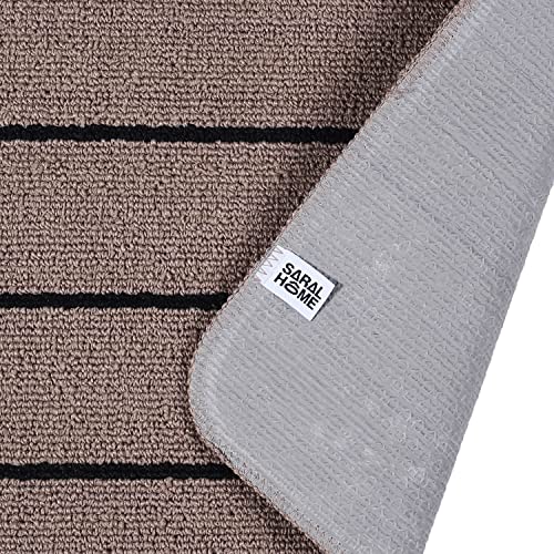Image of Saral Home 2pc Door Mat Anti-Skid Washable Loop Stripe (Beige. 45X60 cm)